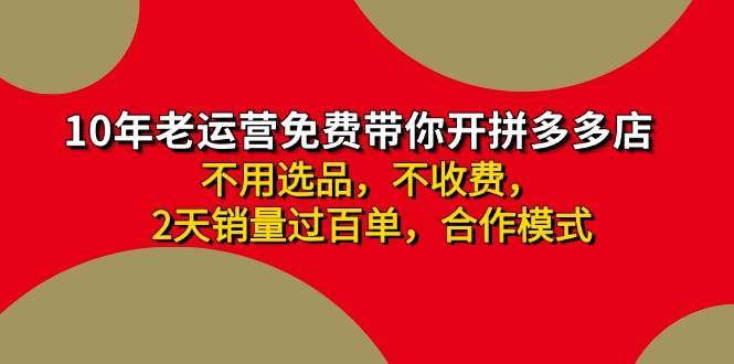 拼多多-合作开店一天4000+两天销量过百单，无学费、老运营教操作、小白...