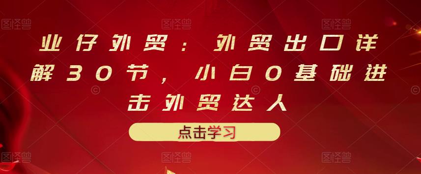  业仔外贸：外贸出口详解30节，小白0基础进击外贸达人 价值666元
