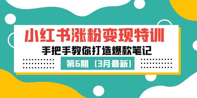 小红书涨粉变现特训・第6期，手把手教你打造爆款笔记（3月新课）