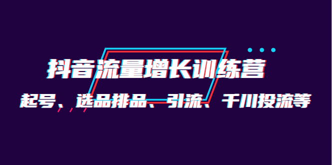 月销1.6亿实操团队・抖音流量增长训练营：起号、选品排品、引流 千川投流等