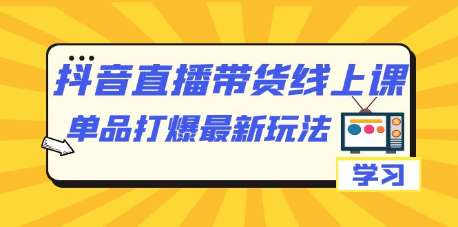 抖音・直播带货线上课，单品打爆最新玩法（12节课）
