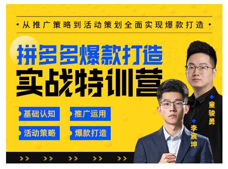 玺承云・拼多多爆款打造实战特训营，一套从入门到高手课程，让你快速拿捏拼多多