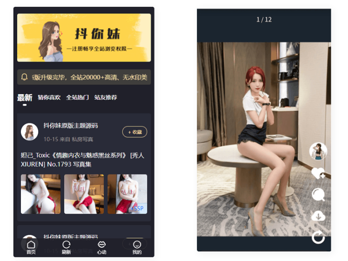 wordpress图片主题 最新仿抖音模式套图SEO源码